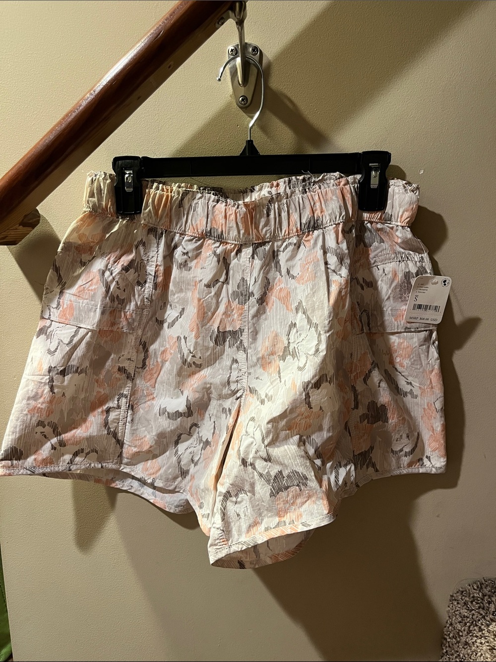 FP Movement by Free People Peach & Gray Floral Lightweight Athletic Shorts